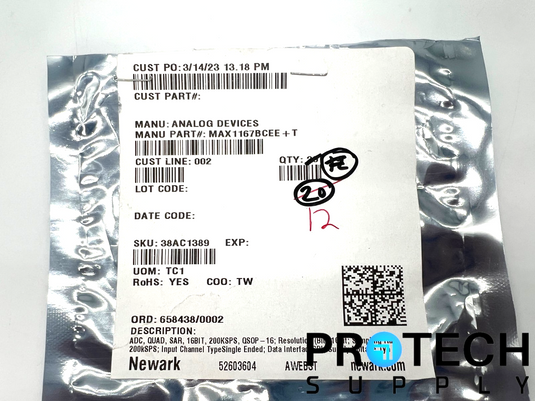 (15/Pk) Analog Devices MAX1167BCEE+ Analog to Digital Converter with WARRANTY
