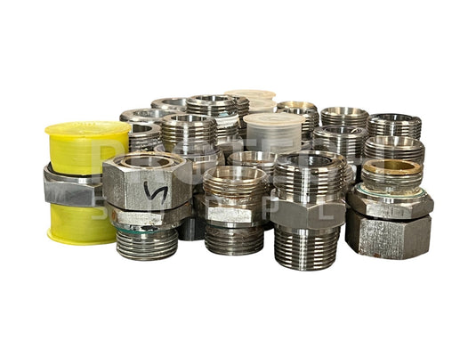 (Lot of 25) Misc Hydraulic Fittings Stainless Steel Adapters Plugs