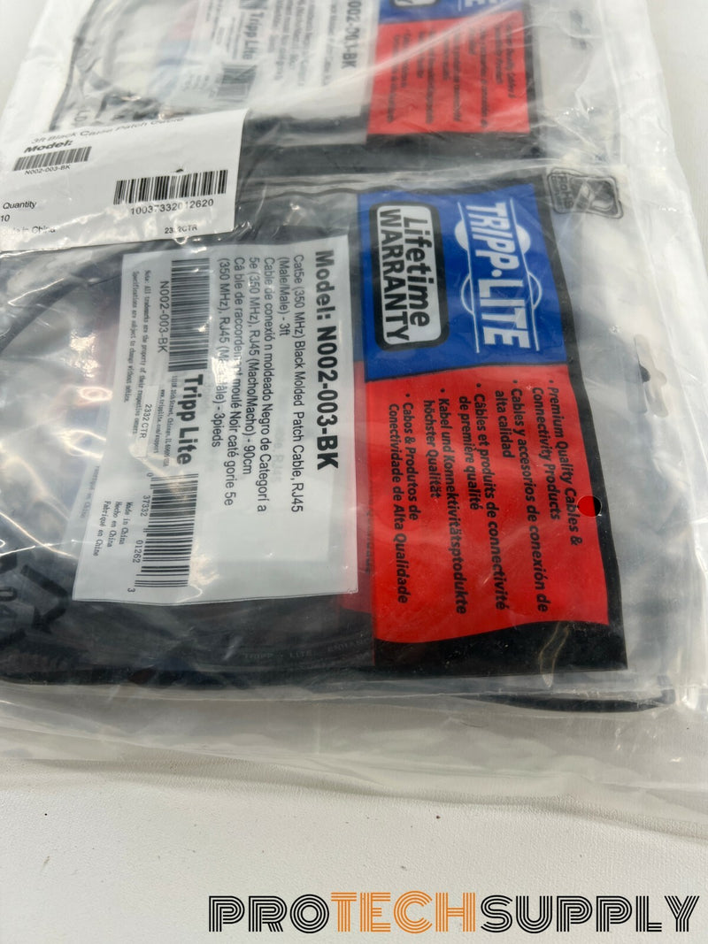 Load image into Gallery viewer, NEW (Pack of 10) Tripp Lite N002-003-BK Cat5e Patch Cable - Rj-45 3ft
