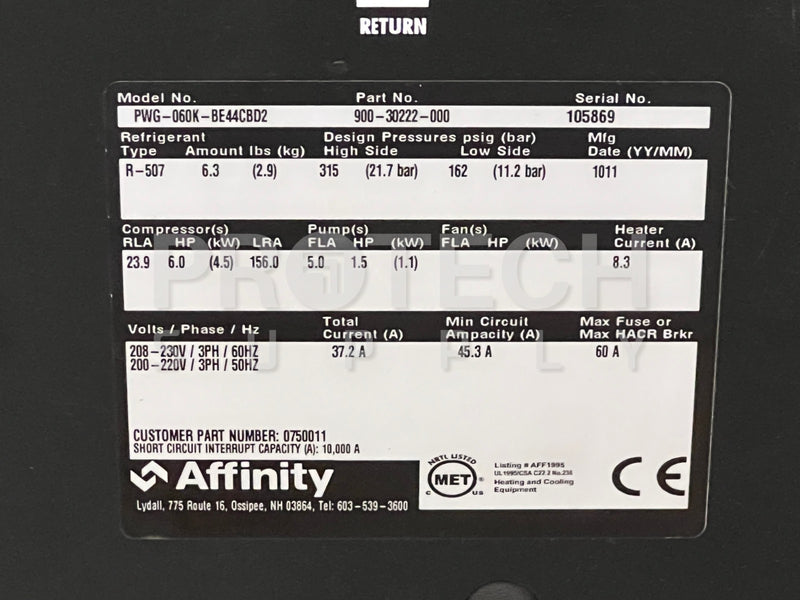 Load image into Gallery viewer, Affinity PWG-060K-BE44CBD2 Chiller R-507 GUARANTEED
