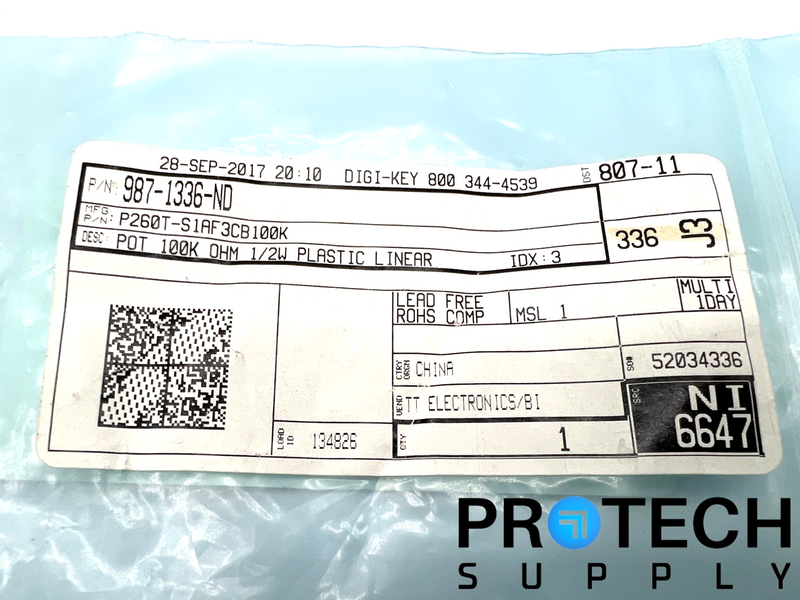 Load image into Gallery viewer, TT Electronics P260T-S1AF3CB100K Linear Panel Potentiometer with WARRANTY
