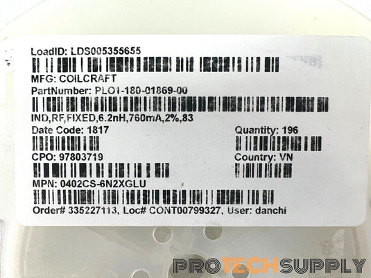 NEW (Roll of 196) Coilcraft 0402CS-6N2XGLU Fixed Inductors 1005 6.2nH w WARRANTY