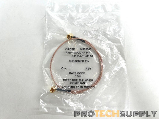 NEW Amphenol RF 135104-01-M0.50 SMA to SMA Plug RG316 19.69" with WARRANTY