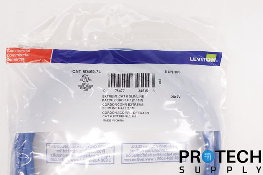Leviton 6D460-7L Extreme Cat 6 Slim-Line Patch Cord 7 Ft NEW with WARRANTY