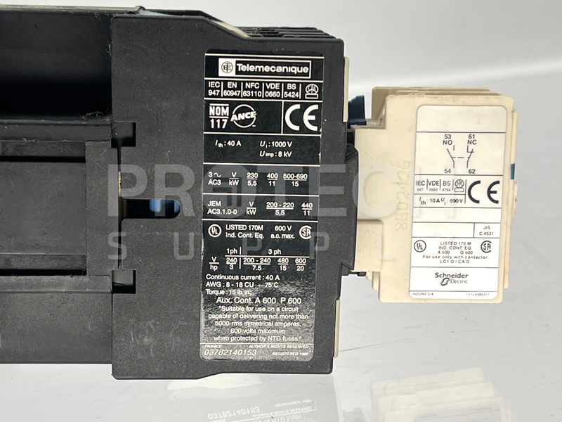Load image into Gallery viewer, Telemecanique LC1 D25004 Contactor + LADN11 Auxiliary Contact Block w/ WARRANTY
