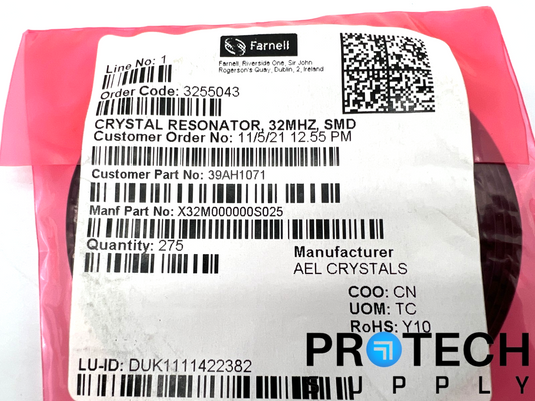 (275/Pk) AEL Crystals X32M000000S025 Resonator 32MHz NEW with WARRANTY