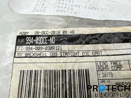 NorComp 9 Position Two Piece Backshell Connector 994-09DCE-ND NEW