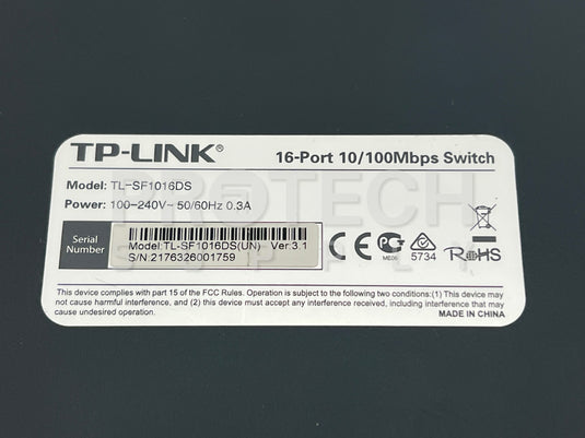 TP-Link TL-SF1016D 16 Port 10/100Mbps Desktop Switch GUARANTEED