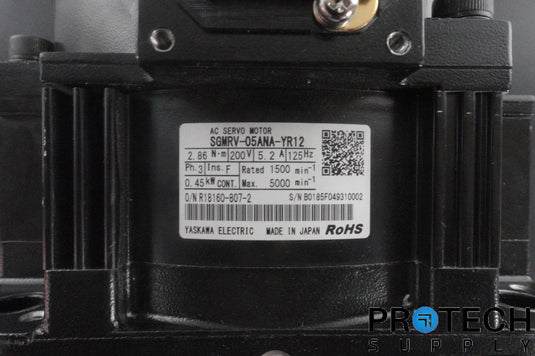 Yaskawa SGMRV-05ANA-YR12 AC Servo Motor w/ Gearbox & Motor Flange with WARRANTY