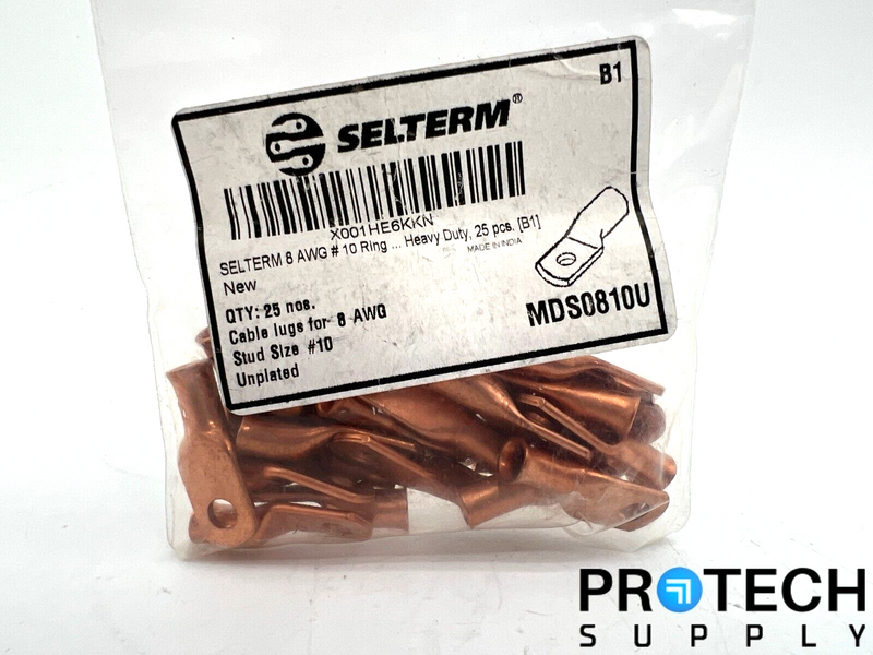 Load image into Gallery viewer, 25/Pk Selterm MDS081U Tinned Copper Battery Cable Lugs
