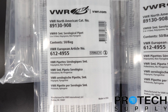 (250/Pc) VWR 89130-908 5mL Disposable Serological Pipet Sterile NEW w/ WARRANTY