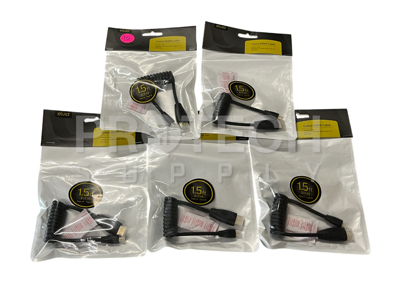 Load image into Gallery viewer, (Lot of 5) Elvid HDMIAD-015-C Coiled HDMI Cable to Micro-HDMI NEW with WARRANTY
