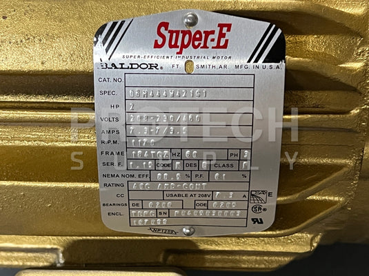 Baldor Super-E 2HP Industrial Motor 1170RPM 208-230/460V with WARRANTY