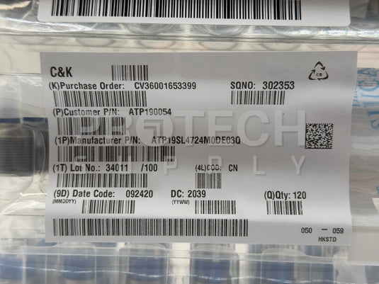 (120 Pack) C&K ATP190054 Pushbutton Switch ATP19 Anti-Vandal Sealed Panel Mount