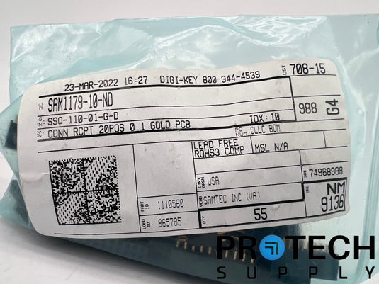 (55/Pk) Samtec SQ-110-01-G-D 20-Position Receptacle Connector NEW with WARRANTY