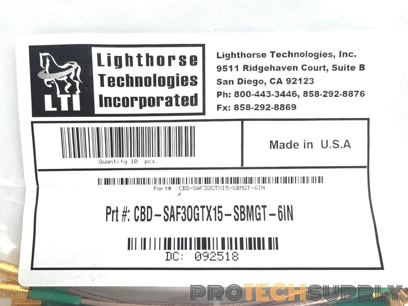 Load image into Gallery viewer, NEW (Lot of 10) Lighthorse Tech. SMB Plug to SMA Female Bulkhead 6" w/ WARRANTY
