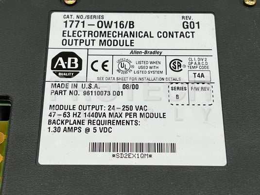 Allen-Bradley 1771-0W16/B Contact Output Module 96110073 D01 with WARRANTY