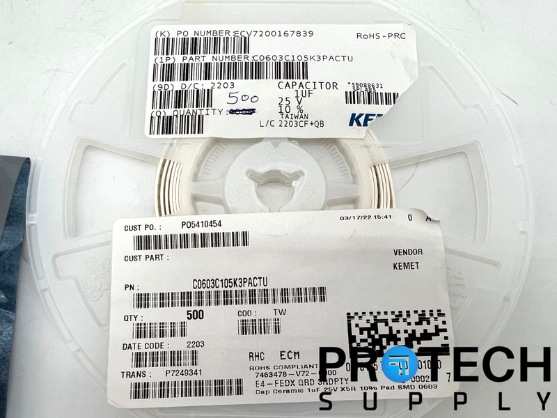 Load image into Gallery viewer, (522/Pk) Kement C0603C105K3PACTU Ceramic Capacitor 25V with WARRANTY
