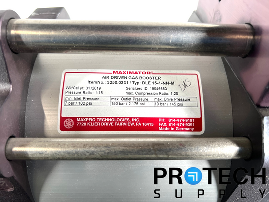 Maximator DLE 15-1-NN-M Air Driven Gas Booster with WARRANTY