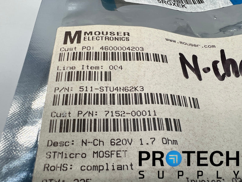 Load image into Gallery viewer, (75/Pk) STMicroelectronics 511-STU4N62K3 Mosfet NEW with WARRANTY
