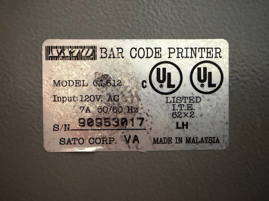 SATO CL612 Bar Code Printer
