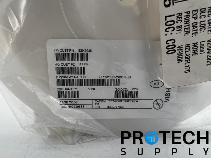 Load image into Gallery viewer, (5000/Pk) Vishay Dale CRCW08052K00FKEA Chip Resistor 1/8W 2 kOhms ±1% NEW
