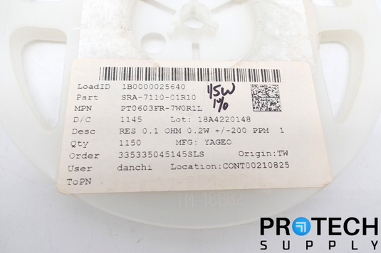 (Qty 1145) Yageo PT0603FR-7W0R1L Roll of Chip Capacitors NEW with WARRANTY