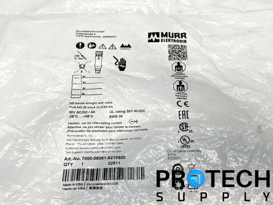 MURR ELEKTRONIK 7000-08061-6210500 M8 Female Straight Cable 5m NEW with WARRANTY