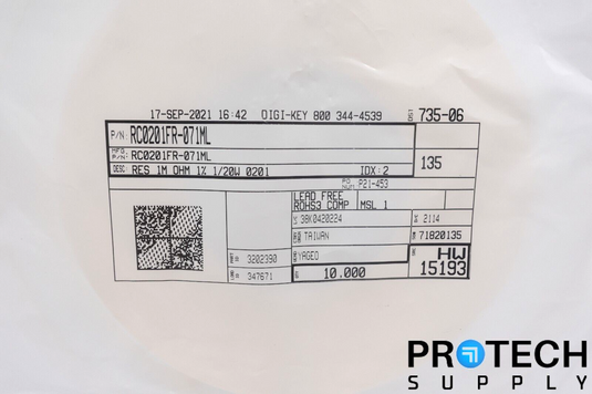 10,000/Reel YAGEO RC0201FR-071ML 1MOhm 1% Thick Film Resistor 0201 NEW