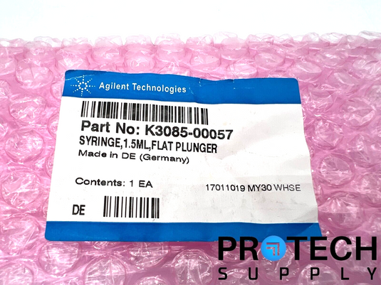 Agilent K3085-00057 Syringe 1.5 mL Flat Plunger NEW with WARRANTY