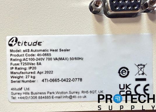4titude a4S Automatic Roll Heat Sealer 4ti-0665 with WARRANTY