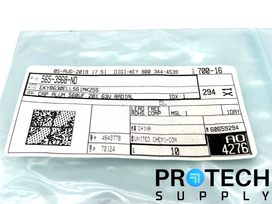 (Pack of 10) Chemi-Con EKYB630ELL561MK25S Aluminum Capacitors NEW with WARRANTY