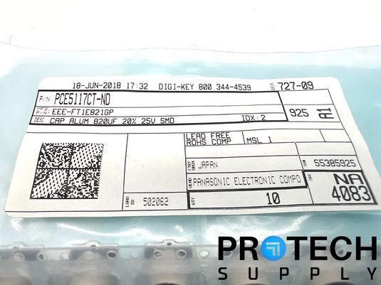(9/Pk) Panasonic EEE-FT1E821GP Aluminum Electrolytic Capacitor with WARRANTY