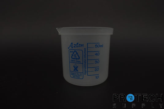 (Set of 2) Azlon 100ml & 50ml Plastic Low Form Graduated Beaker with WARRANTY