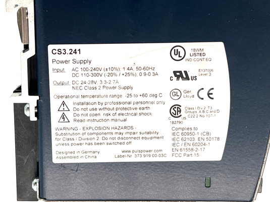 PULS CS3.241 AC/DC Power Supply with WARRANTY