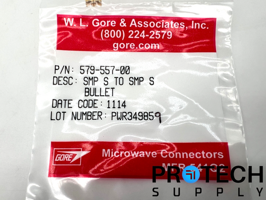 W. L. Gore & Associate 579-557-00 SMP to SMP Bullet Connector NEW with WARRANTY