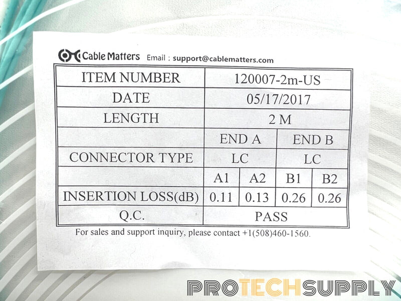 Load image into Gallery viewer, NEW Cable Matters 120007-2m-US 2m LC to LC OM3 Duplex Fiber Cable with WARRANTY
