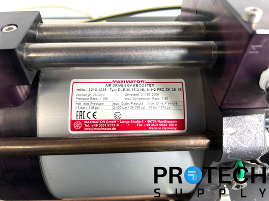 Maximator DLE 30-75-3-NU-N-H2-FEC-ZK-36-15 Air Driven Gas Booster w/ WARRANTY