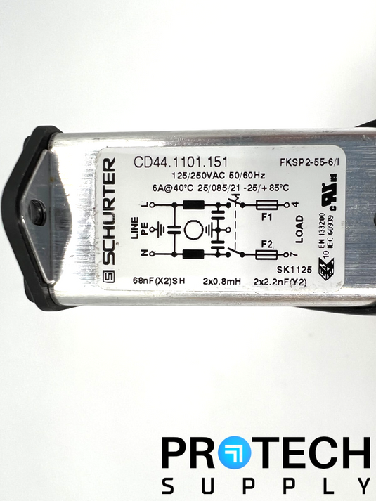 SCHURTER CD44.1101.151 Power Entry Connector 6A 125/250VAC 50/60Hz with WARRANTY