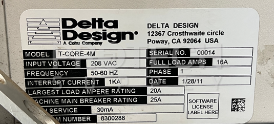 Delta Design T-CORE-4M Thermal Control System 8300288 with WARRANTY