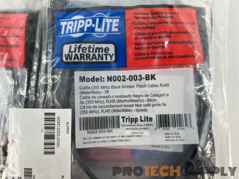 Load image into Gallery viewer, NEW (Pack of 10) Tripp Lite N002-003-BK Cat5e Patch Cable - Rj-45 3ft
