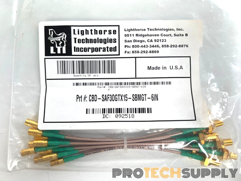 Load image into Gallery viewer, NEW (Lot of 10) Lighthorse Tech. SMB Plug to SMA Female Bulkhead 6" w/ WARRANTY
