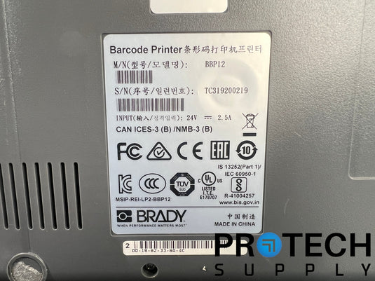 Brady BBP12 Barcode Printer + Power Adapter with WARRANTY