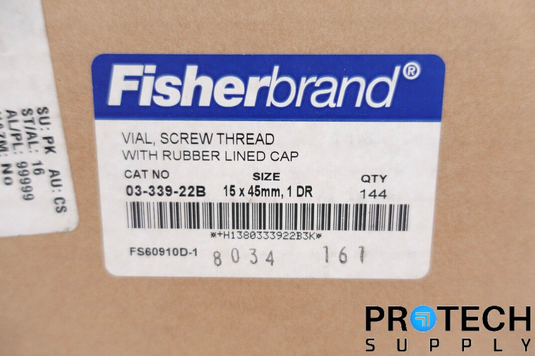 Fisherbrand 03-339-22B Screw Thread with Rubber Lined Cap NEW with WARRANTY