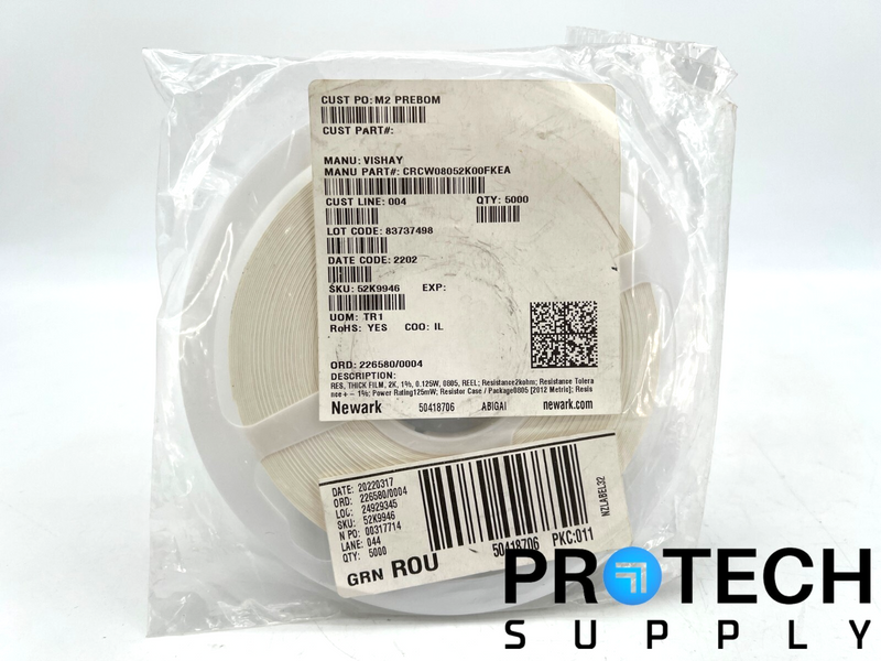 Load image into Gallery viewer, (5000/Pk) Vishay Dale CRCW08052K00FKEA Chip Resistor 1/8W 2 kOhms ±1% NEW
