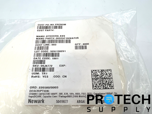 (4000/Pk) Kyocera AVX 06035C102KAT2A-62 Ceramic Capacitor NEW with WARRANTY