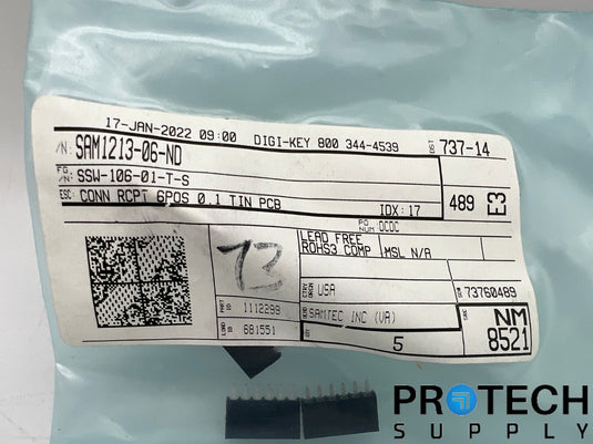 5/Pk Samtec 6 Position Receptacle Connector SAM1213-06-ND NEW with WARRANTY