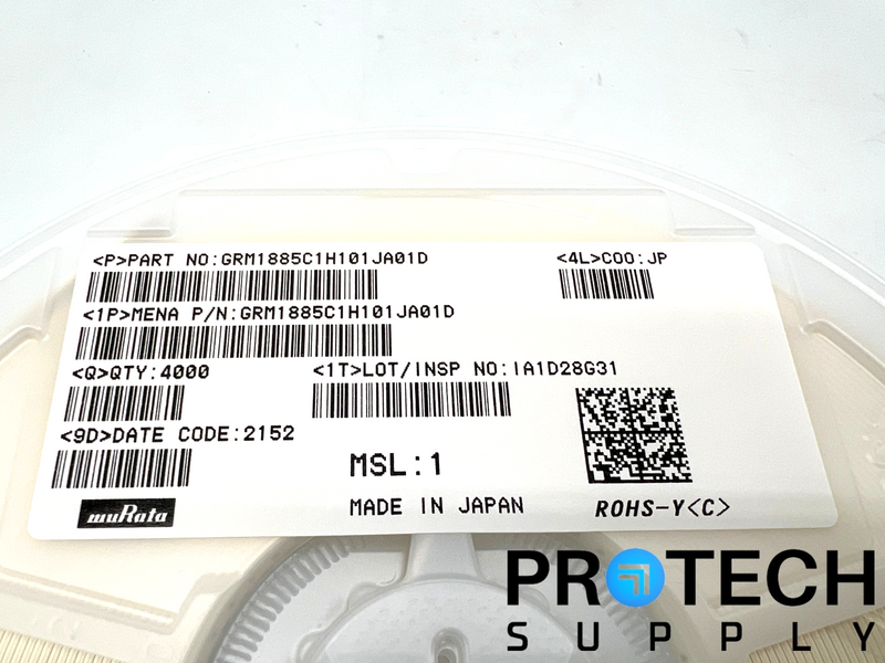 Load image into Gallery viewer, (4000/Pk) Murata Electronics GRM1885C1H101JA01D Ceramic Capacitor with WARRANTY
