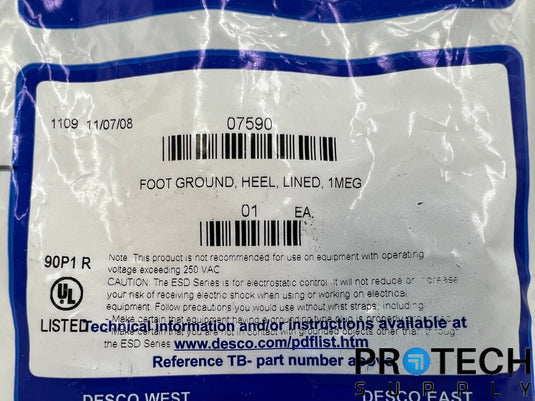 Desco Foot Ground Heel Strap 07590 NEW
