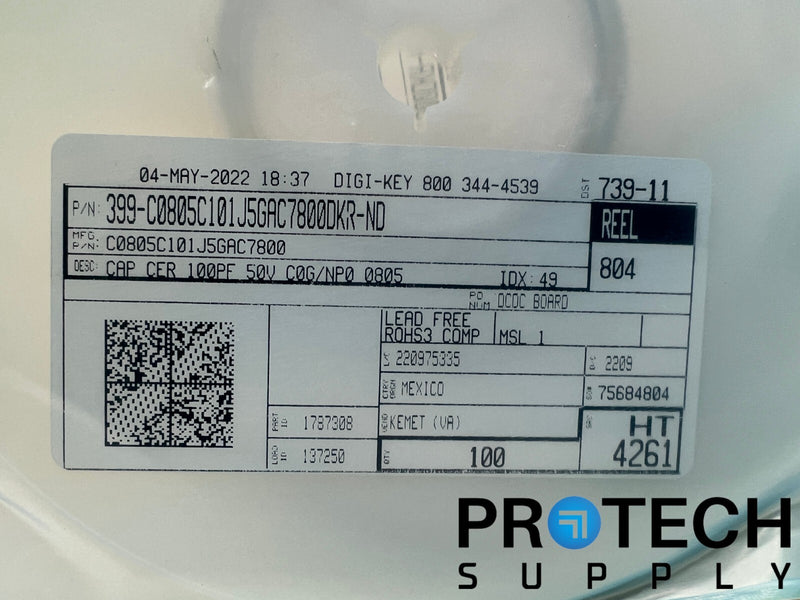 Load image into Gallery viewer, 100/Pk KEMET C0805C101J5GAC7800 50V Ceramic Capacitor NEW with WARRANTY
